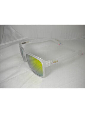 Fila Men's Sunglasses Clear Frame Yellow Mirrored Lenses